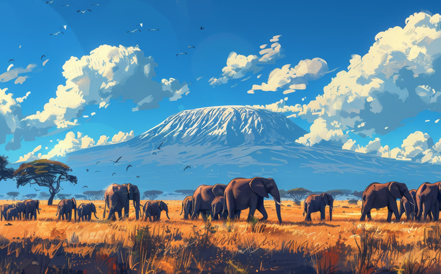 Amboseli landscape with Mount Kilimanjaro